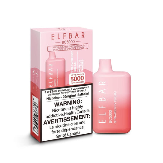 ELFBAR BC5000 puff rechargeable disposable vape 20mg/ml Salt nicotine Strawberry Dream