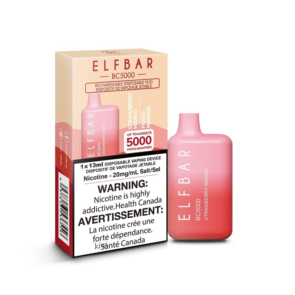 ELFBAR BC5000 puff rechargeable disposable vape 20mg/ml Salt nicotine Strawberry Mango