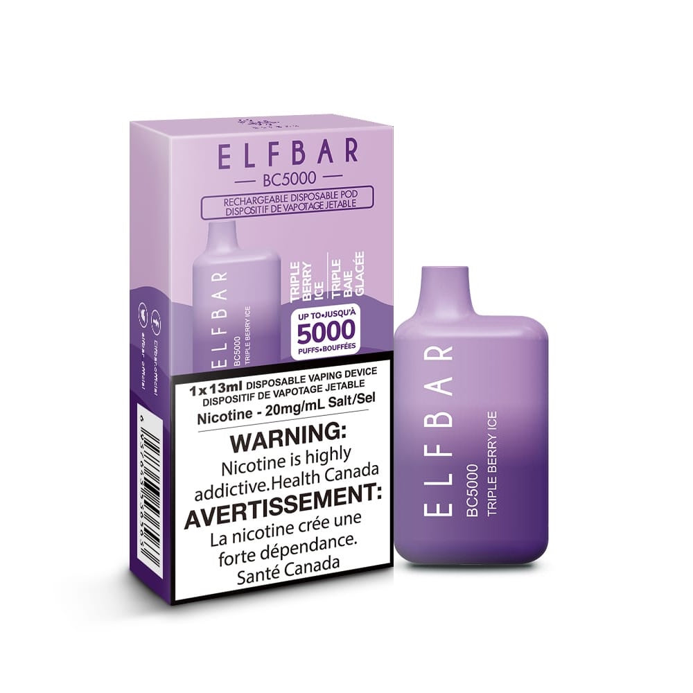 ELFBAR BC5000 puff rechargeable disposable vape 20mg/ml Salt nicotine Triple Berry Ice