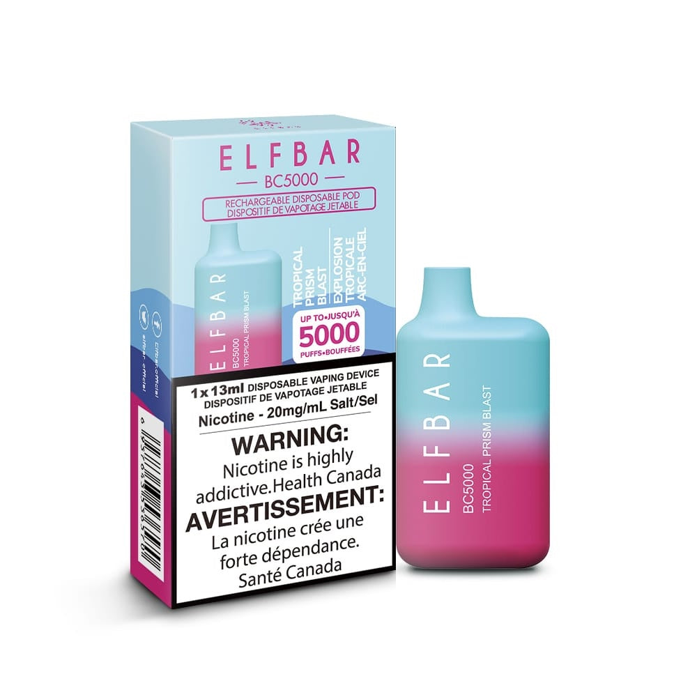 ELFBAR BC5000 puff rechargeable disposable vape 20mg/ml Salt nicotine Tropical Prism Blast