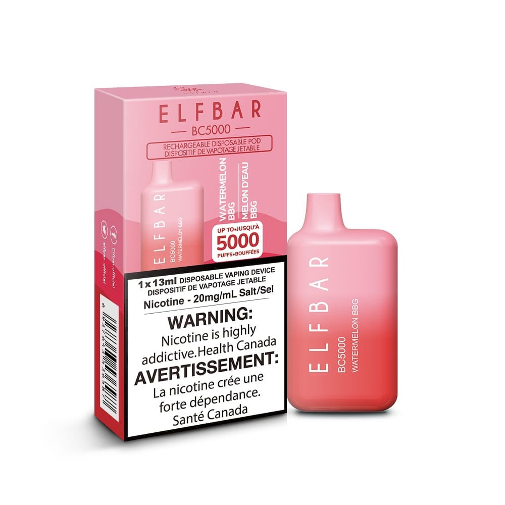 ELFBAR BC5000 puff rechargeable disposable vape 20mg/ml Salt nicotine Watermelon BBG