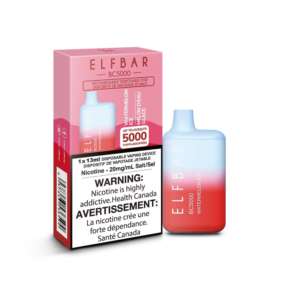 ELFBAR BC5000 puff rechargeable disposable vape 20mg/ml Salt nicotine Watermelon Ice