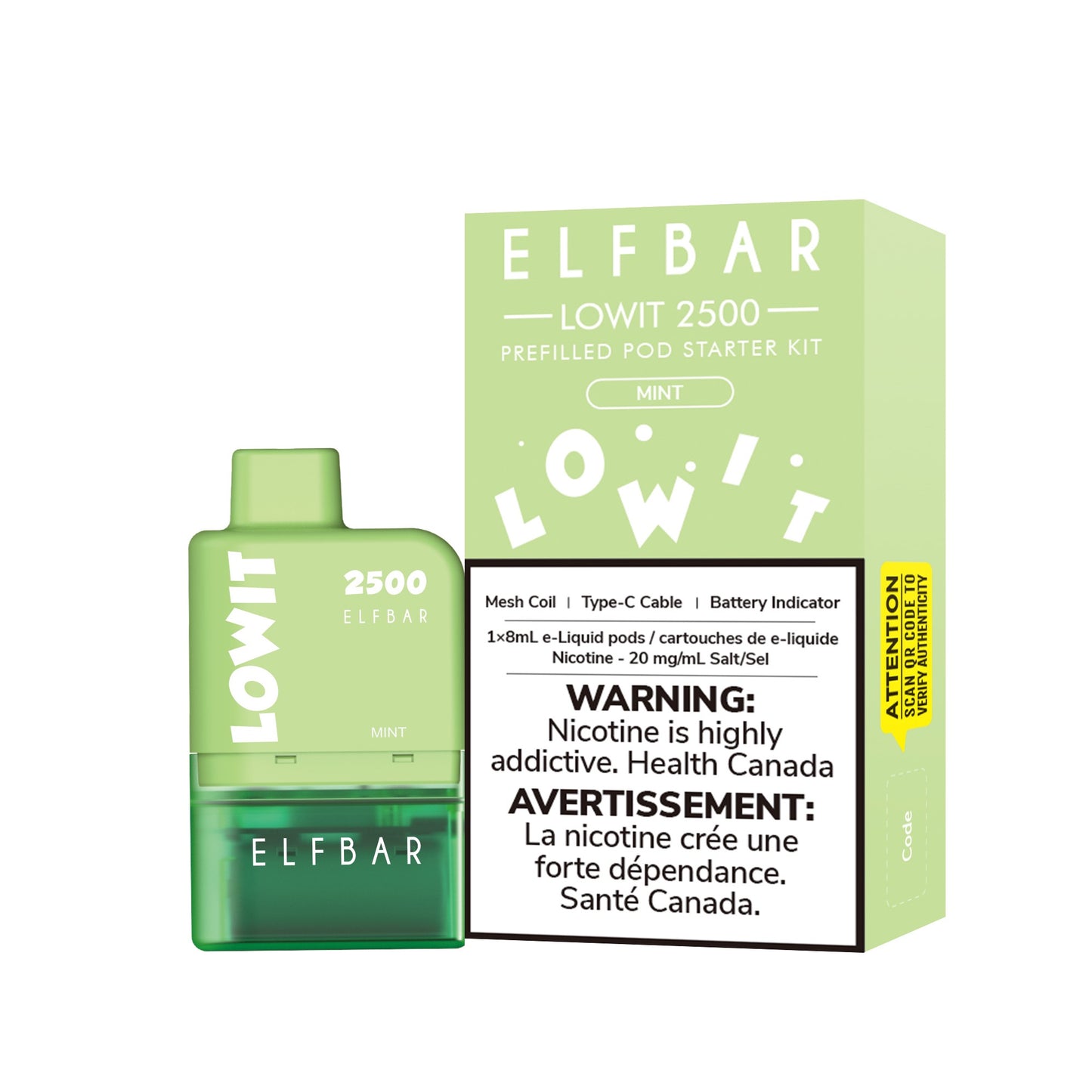 ELFBAR Lowit 2500 Pod Starter Kit flavour Mint