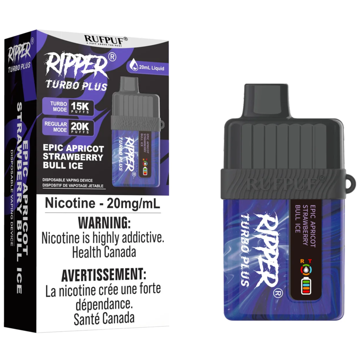 Epic Apricot Strawberry Bull Ice RIPPER TURBO PLUS Disposable Vape