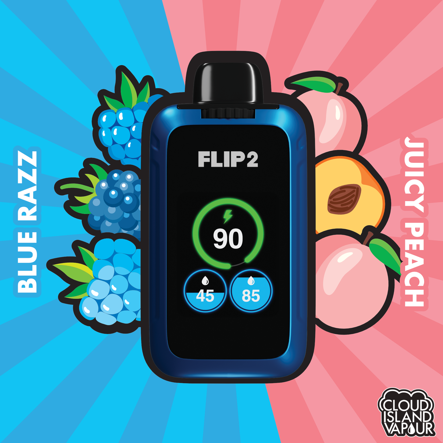 FLIP 2 Disposable Vape By FLIP BAR Blue Razz And Juicy Peach