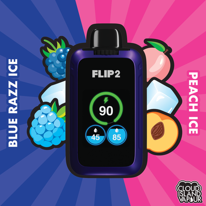 FLIP 2 Disposable Vape By FLIP BAR Blue Razz Ice And Peach Ice