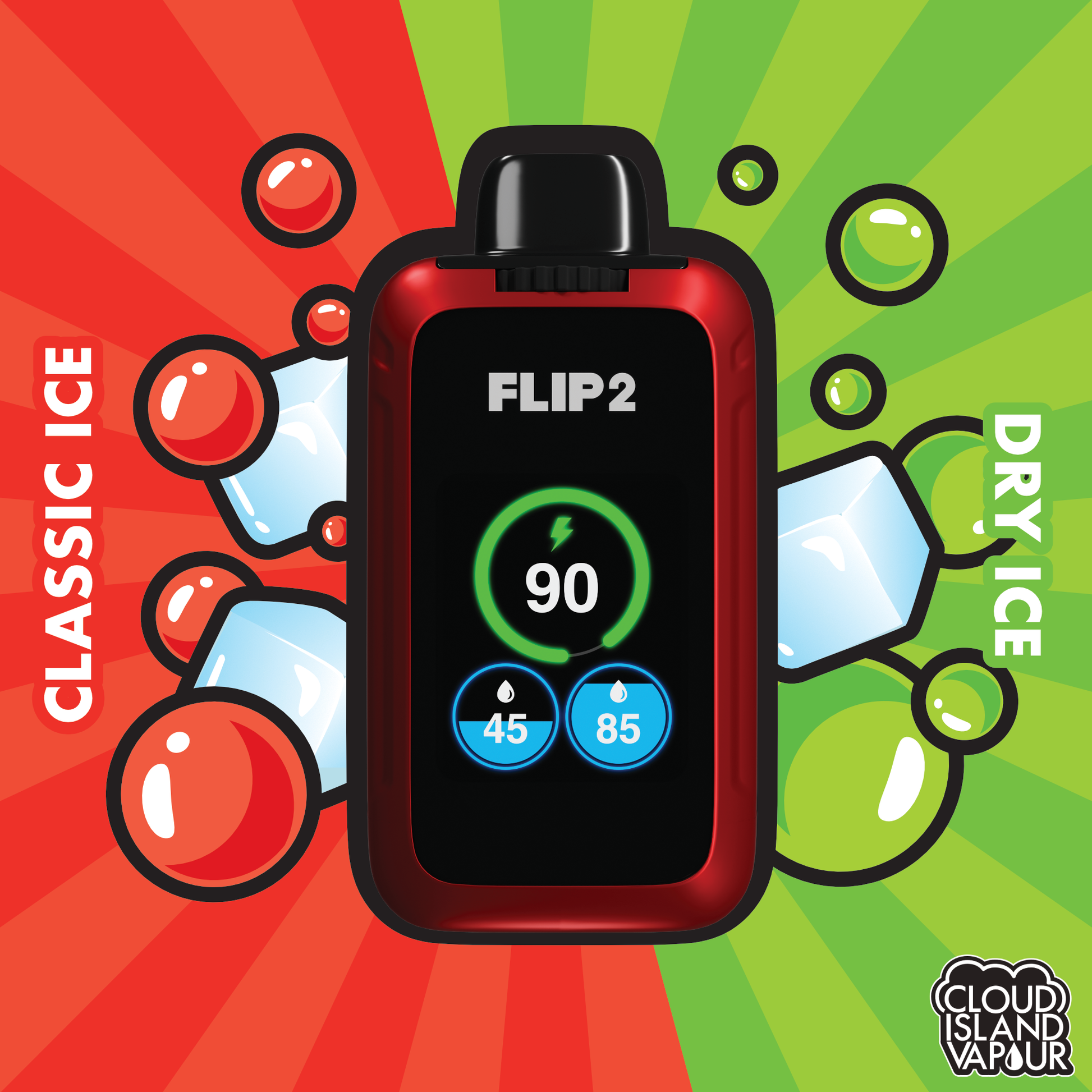 Flip 2 Disposable Vape - Classic Ice And Dry Ice Cloud Island Vapour Flip 2 Disposable Vape - Classic Ice And Dry Ice Cloud Island Vapour