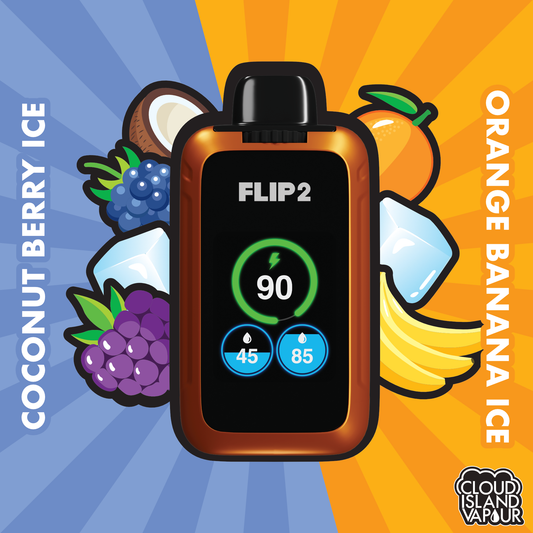 FLIP 2 Disposable Vape By FLIP BAR Coconut Berry Ice And Orange Banana Ice