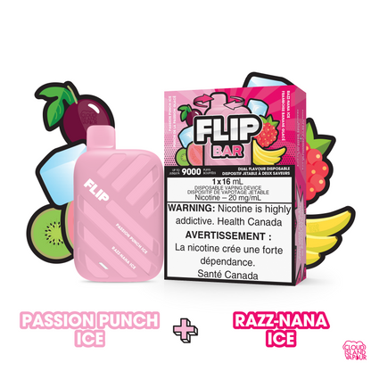 FLIPBAR 9000 2-in-1 Dual Flavour Disposable Vape flavour Passion Punch Ice plus Razz Nana Ice