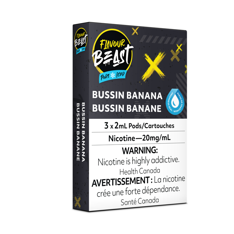 Flavour Beast Prefilled e-liquid vape Pods 3-pack Bussin Banana