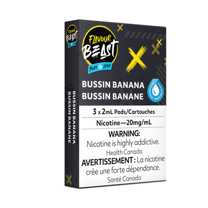 Flavour Beast Prefilled e-liquid vape Pods 3-pack Bussin Banana