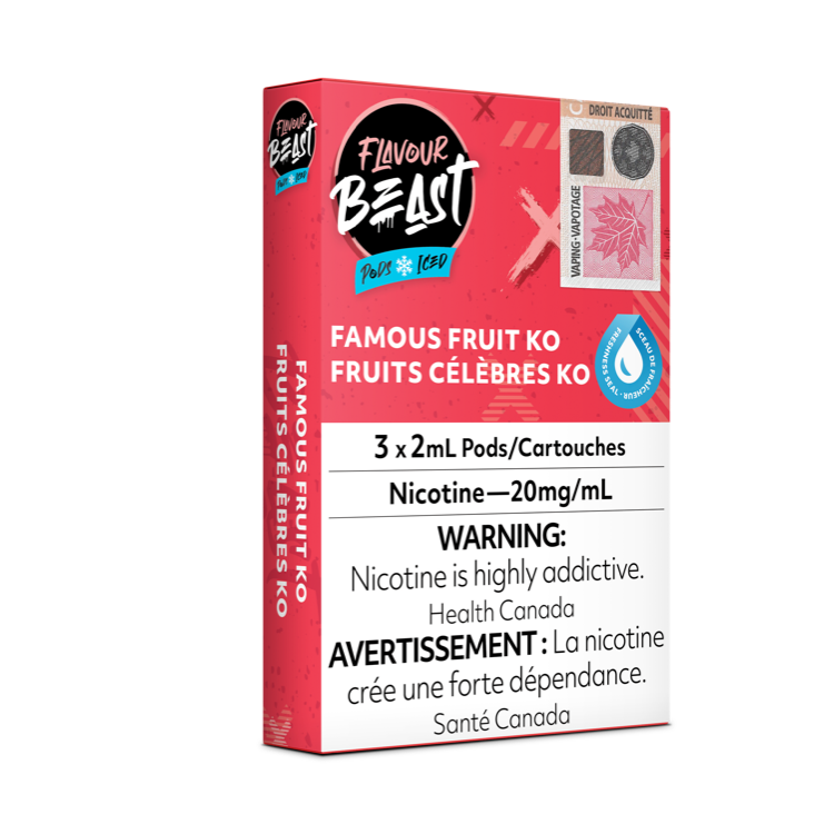 Flavour Beast Prefilled e-liquid vape Pods 3-pack Famous Fruit Ko