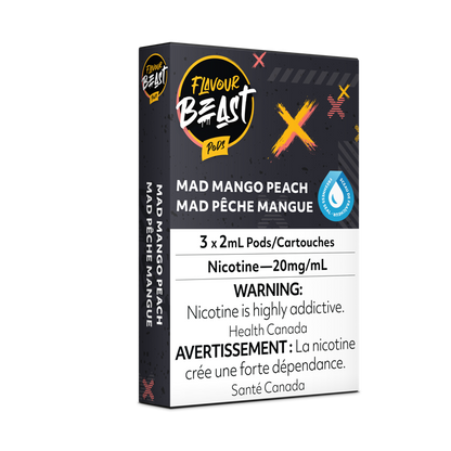 Flavour Beast Prefilled e-liquid vape Pods 3-pack Mad Mango Peach