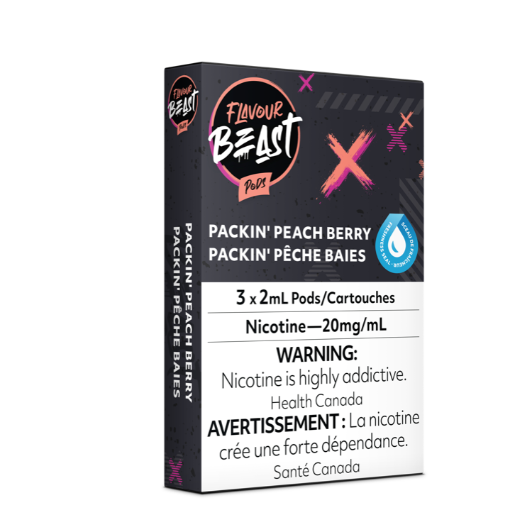 Flavour Beast Prefilled e-liquid vape Pods 3-pack Packin' Peach Berry 