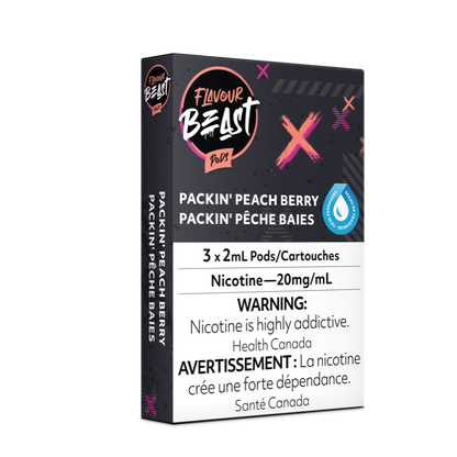 Flavour Beast Prefilled e-liquid vape Pods 3-pack Packin' Peach Berry 