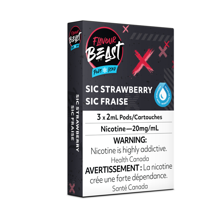 Flavour Beast Prefilled e-liquid vape Pods 3-pack SIC Strawberry