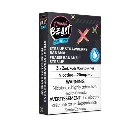 Flavour Beast Prefilled e-liquid vape Pods 3-pack STR8 Up Strawberry