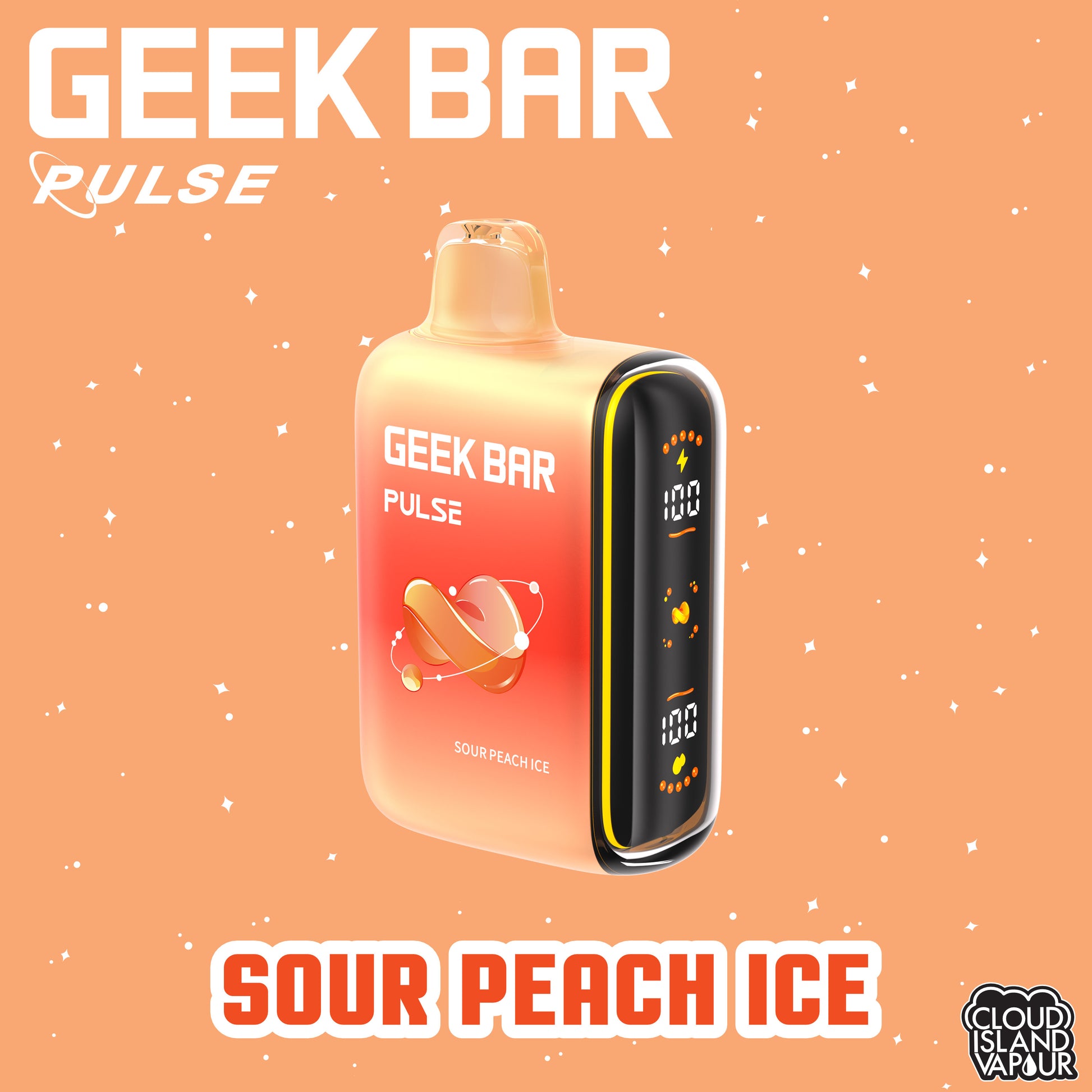 GEEK BAR PULSE 9000 Disposable Vape - Sour Peach Ice Cloud Island Vapour GEEK BAR PULSE 9000 Disposable Vape - Sour Peach Ice Cloud Island Vapour