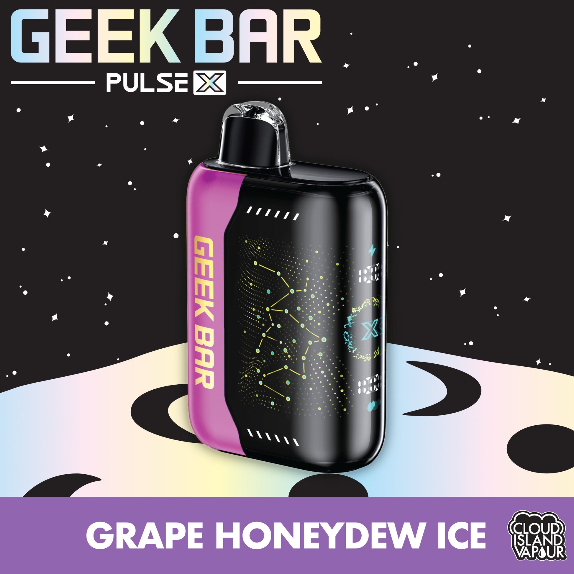 GEEK BAR PULSE X Disposable Vape - Grape Honeydew Ice Cloud Island Vapour GEEK BAR PULSE X Disposable Vape - Grape Honeydew Ice Cloud Island Vapour