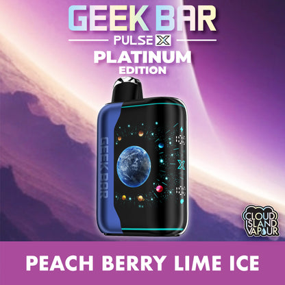 GEEK BAR PULSE X PLATINUM EDITION Disposable Vape - Peach Berry Lime I Cloud Island Vapour GEEK BAR PULSE X PLATINUM EDITION Disposable Vape - Peach Berry Lime I Cloud Island Vapour