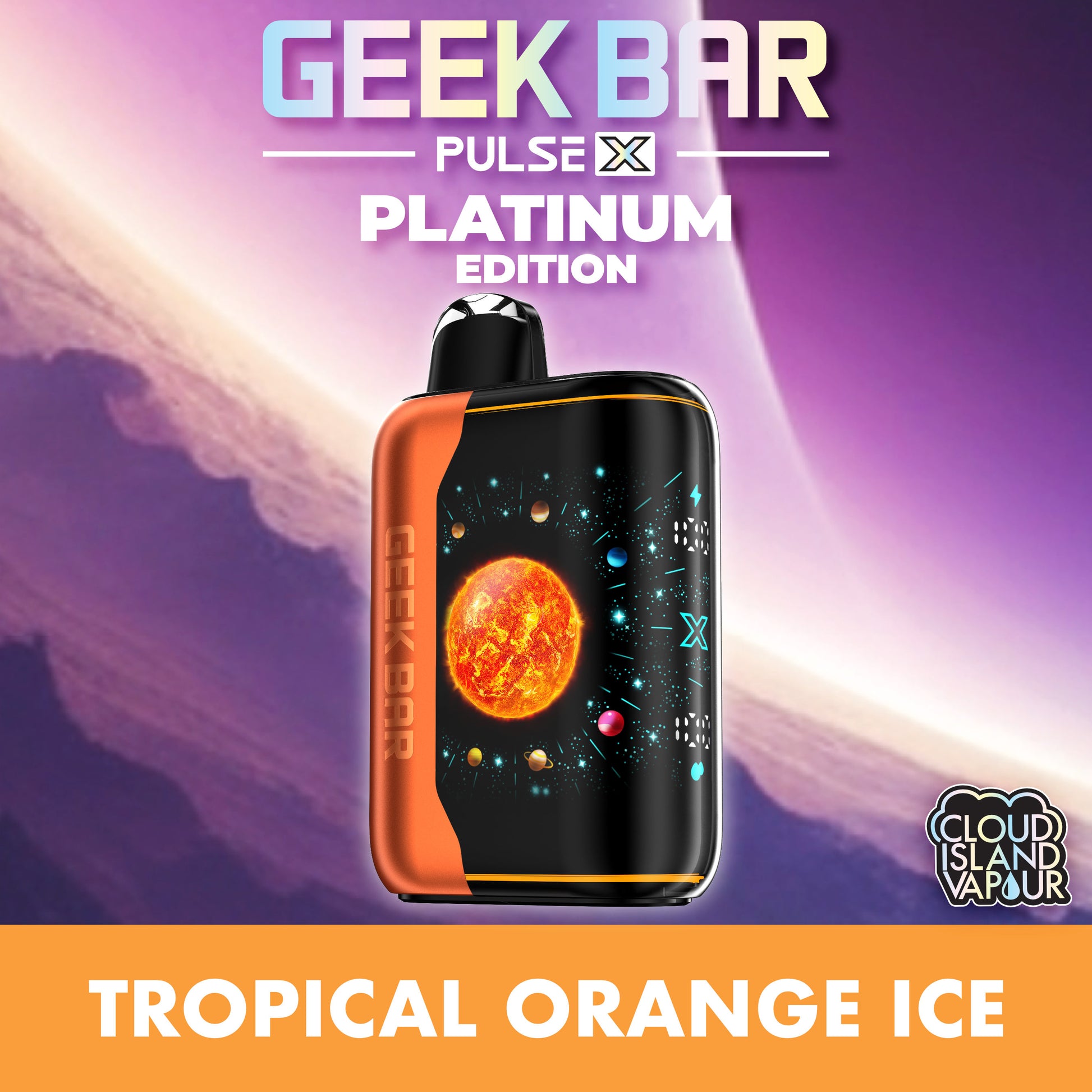 GEEK BAR PULSE X PLATINUM EDITION Disposable Vape - Tropical Orange Ic Cloud Island Vapour GEEK BAR PULSE X PLATINUM EDITION Disposable Vape - Tropical Orange Ic Cloud Island Vapour