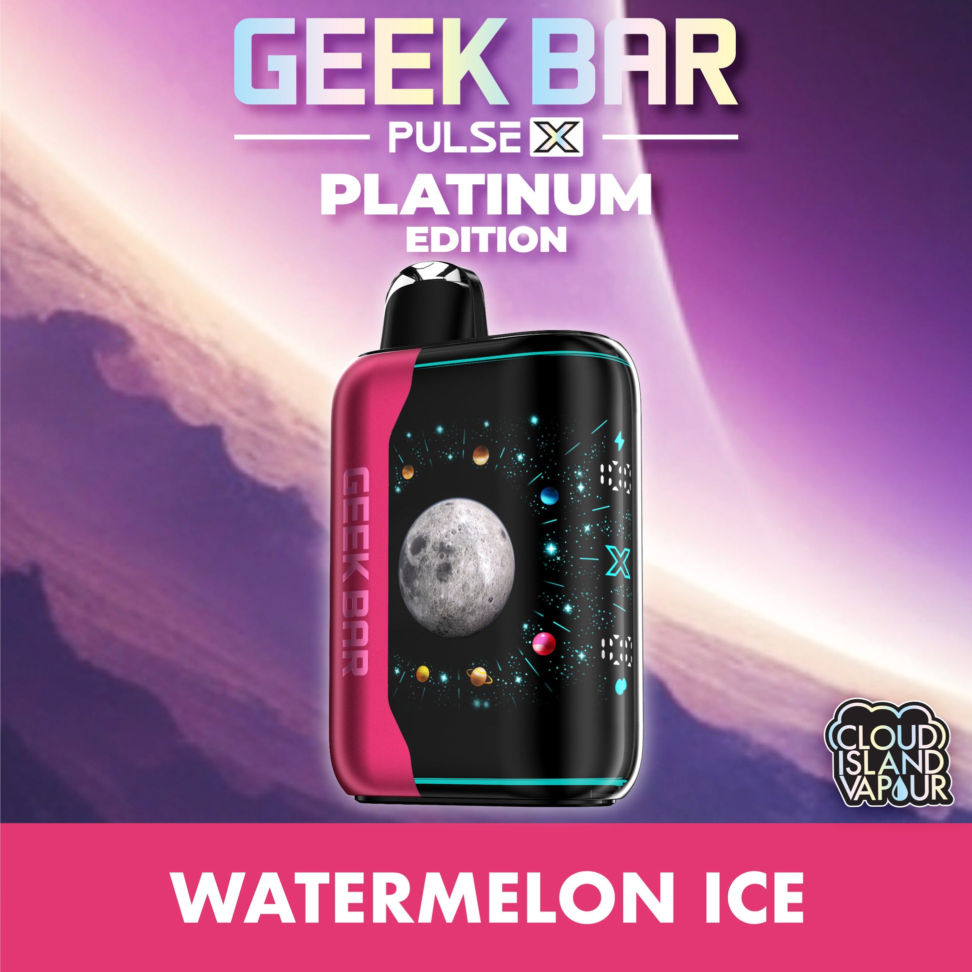 GEEK BAR PULSE X PLATINUM EDITION Disposable Vape - Watermelon Ice Cloud Island Vapour GEEK BAR PULSE X PLATINUM EDITION Disposable Vape - Watermelon Ice Cloud Island Vapour