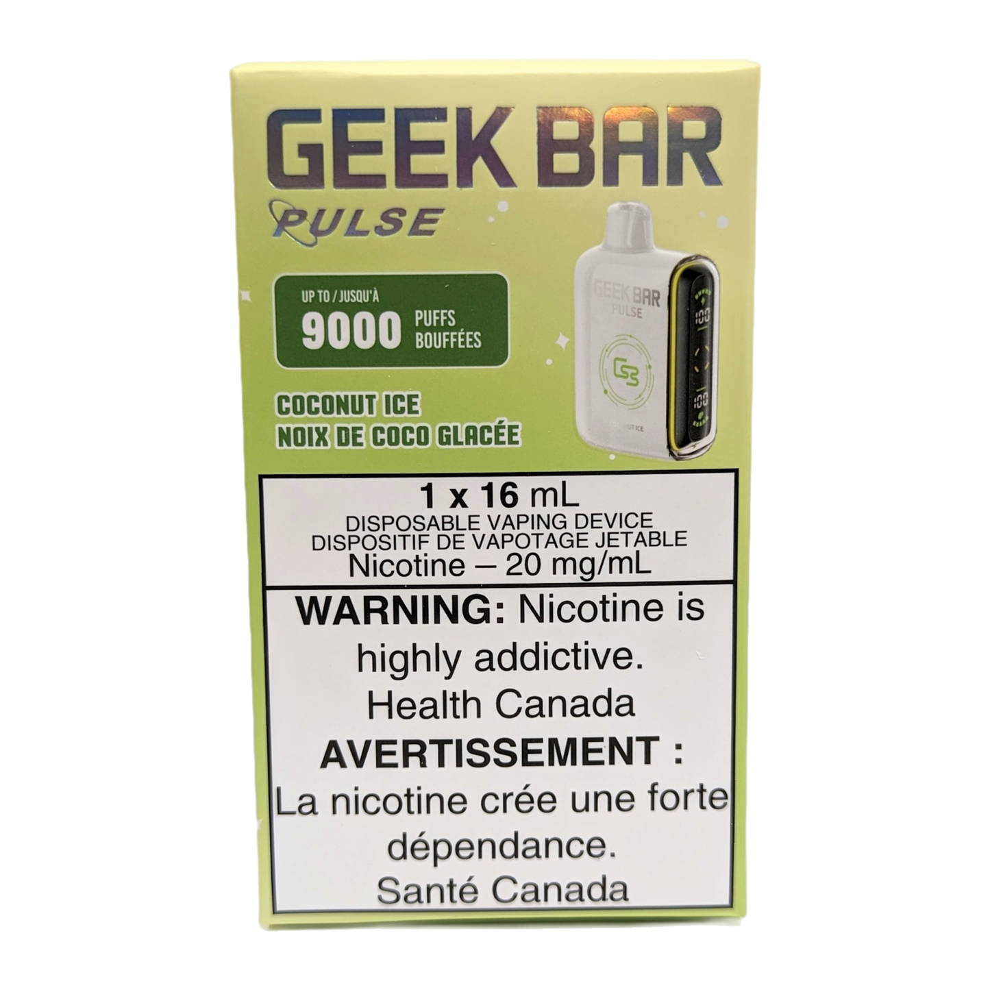 GEEK BAR Pulse 9000 Disposable Vape packaging in the flavour Coconut Ice