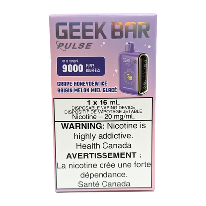 GEEK BAR Pulse 9000 Disposable Vape packaging in the flavour Grape Honeydew Ice