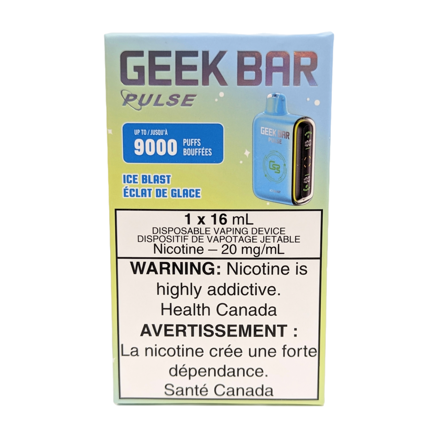 GEEK BAR Pulse 9000 Disposable Vape packaging in the flavour Ice Blast 