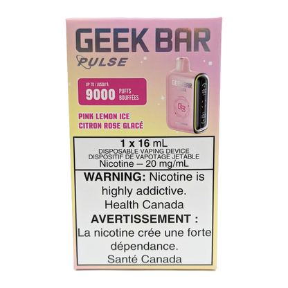 GEEK BAR Pulse 9000 Disposable Vape packaging in the flavour Pink Lemon Ice 