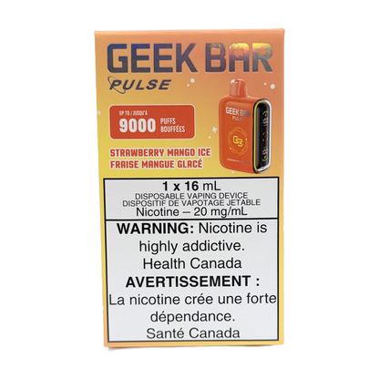 GEEK BAR Pulse 9000 Disposable Vape packaging in the flavour Strawberry Mango Ice 