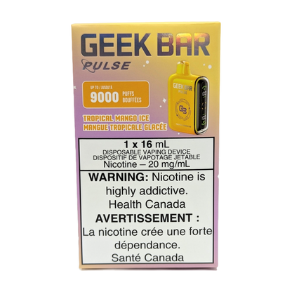 GEEK BAR Pulse 9000 Disposable Vape packaging in the flavour Tropical Mango Ice 