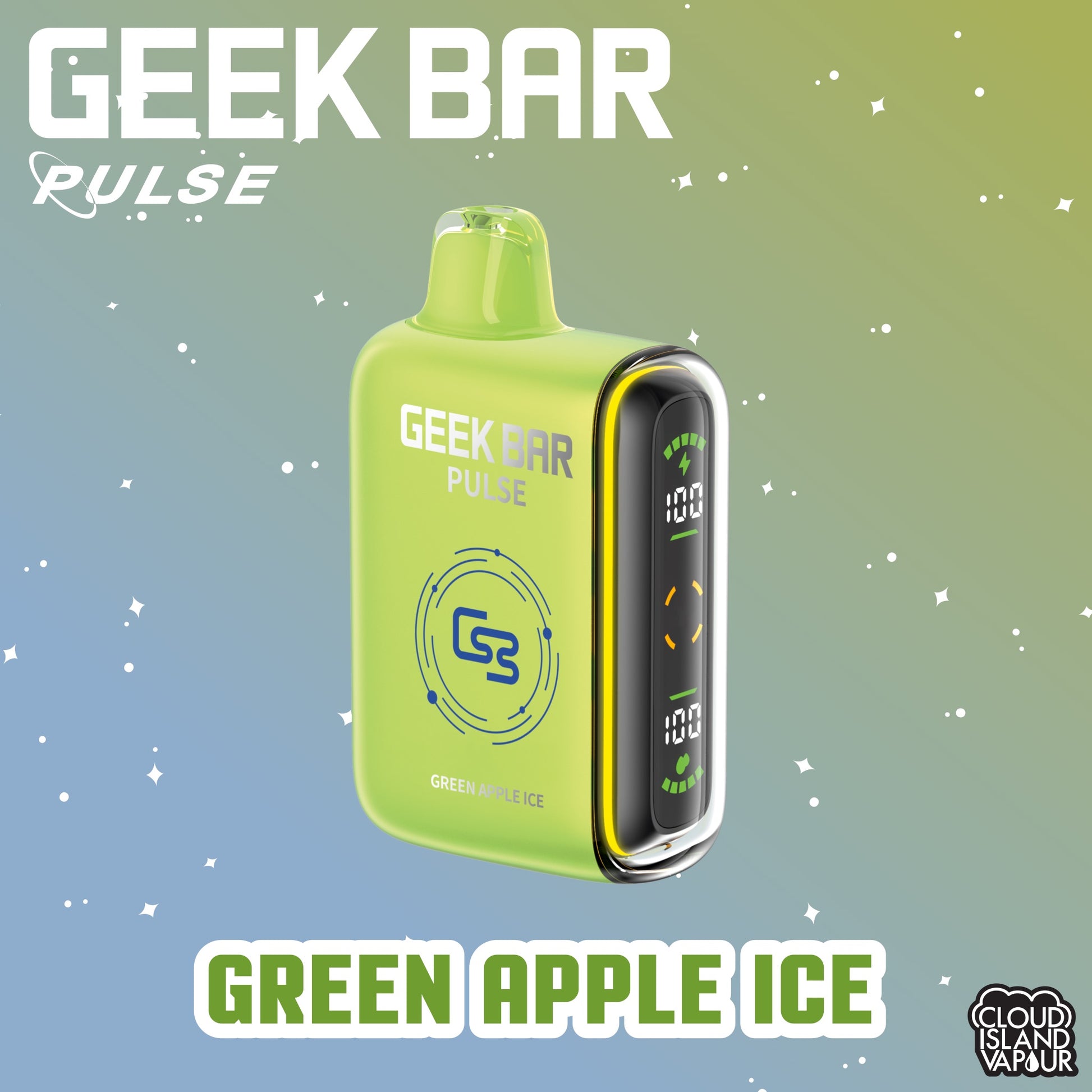 GEEK BAR PULSE 9000 Disposable Vape - Green Apple Ice Cloud Island Vapour GEEK BAR PULSE 9000 Disposable Vape - Green Apple Ice Cloud Island Vapour