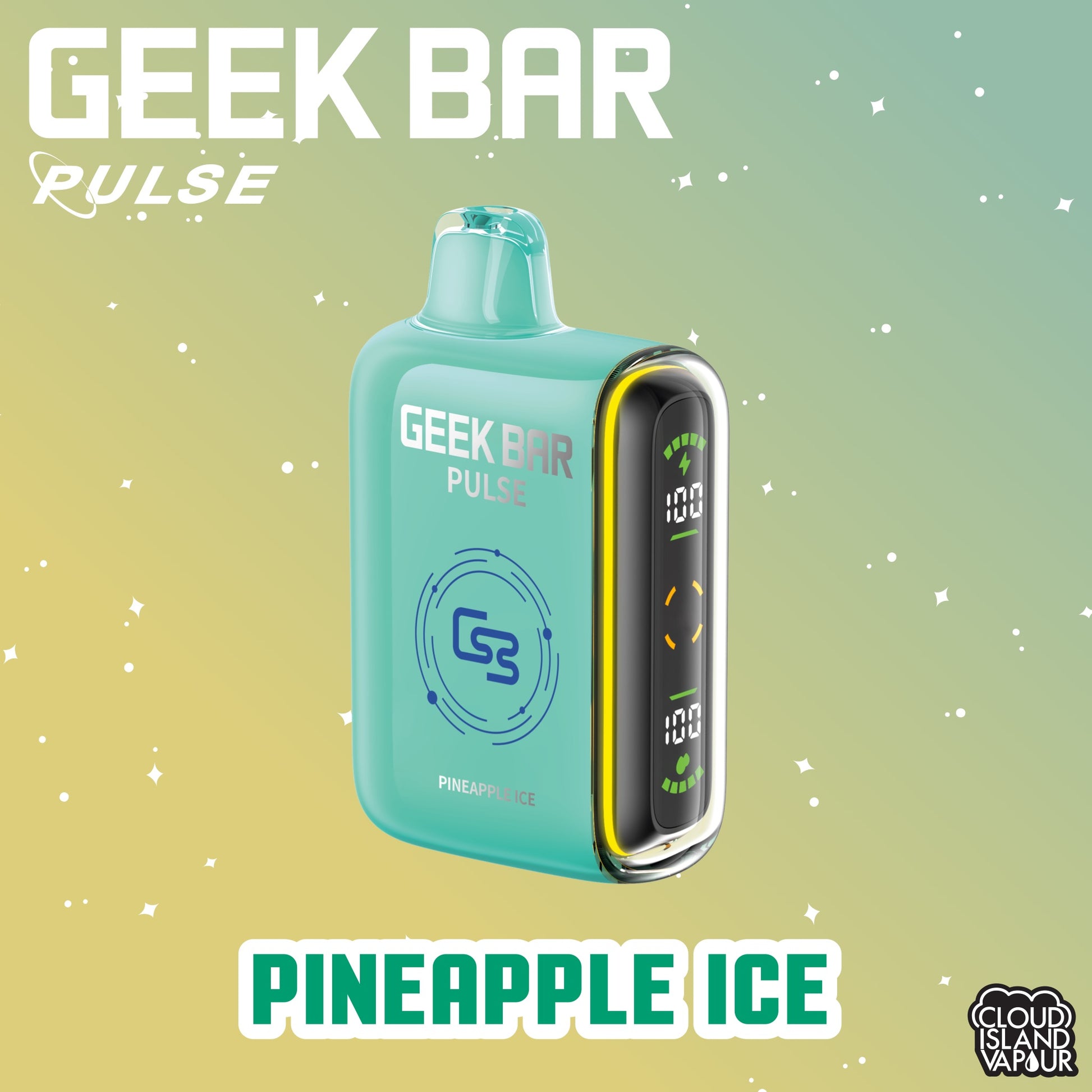 GEEK BAR PULSE 9000 Disposable Vape - Pineapple Ice Cloud Island Vapour GEEK BAR PULSE 9000 Disposable Vape - Pineapple Ice Cloud Island Vapour