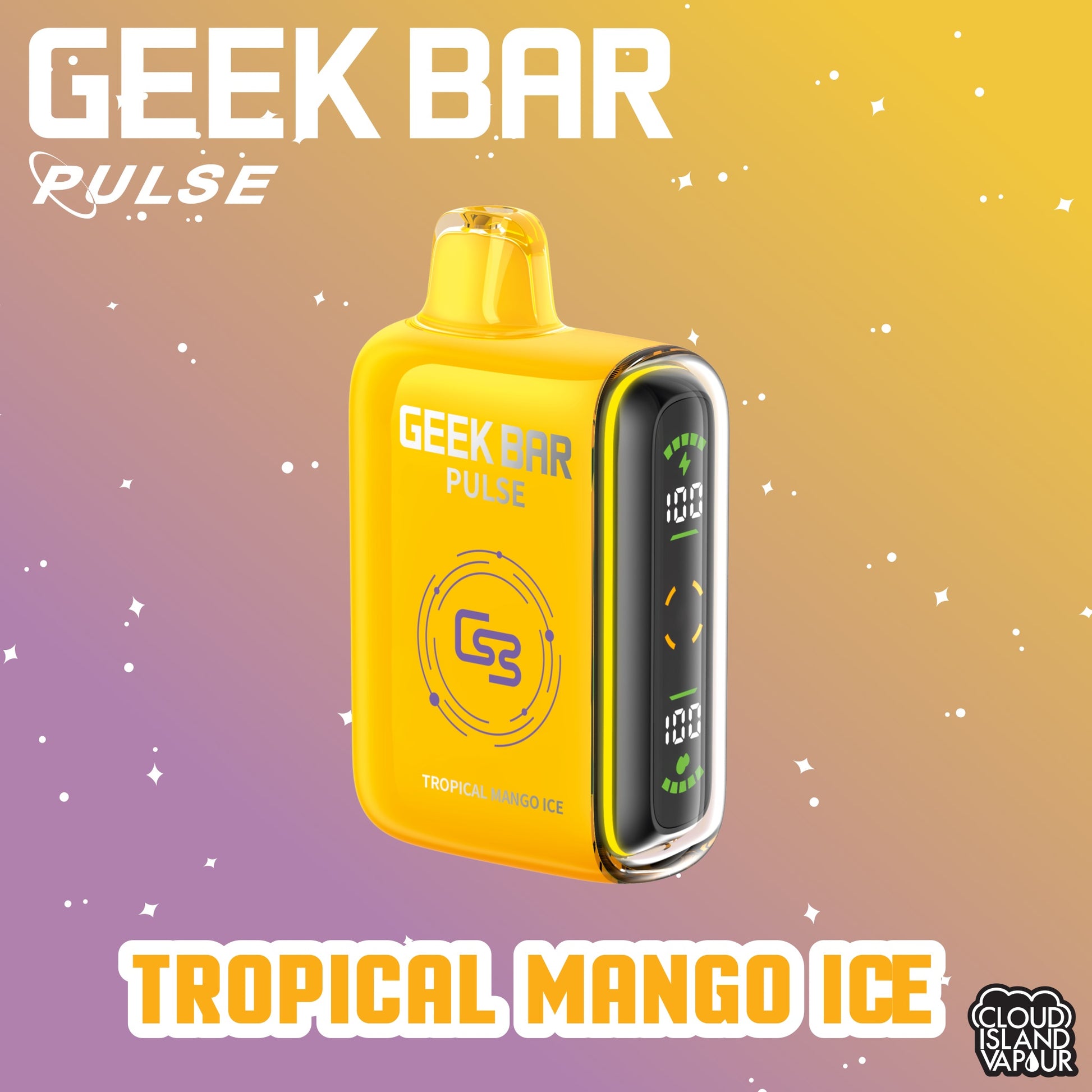 GEEK BAR PULSE 9000 Disposable Vape - Tropical Mango Ice Cloud Island Vapour GEEK BAR PULSE 9000 Disposable Vape - Tropical Mango Ice Cloud Island Vapour