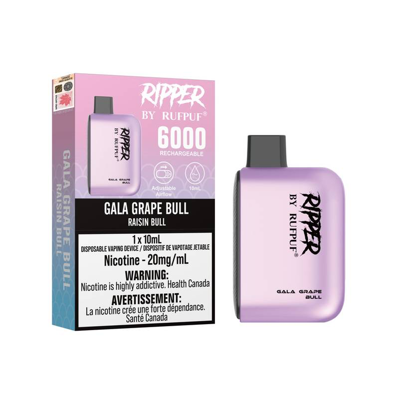 Rufpuf Ripper 6000 Disposable Vape flavour Gala Grape Bull