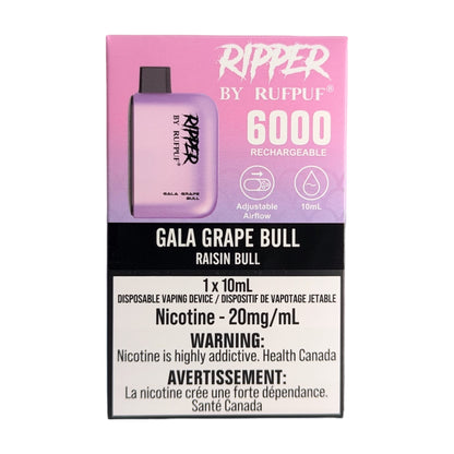 Rufpuf Ripper 6000 Disposable Vape flavour Gala Grape Bull