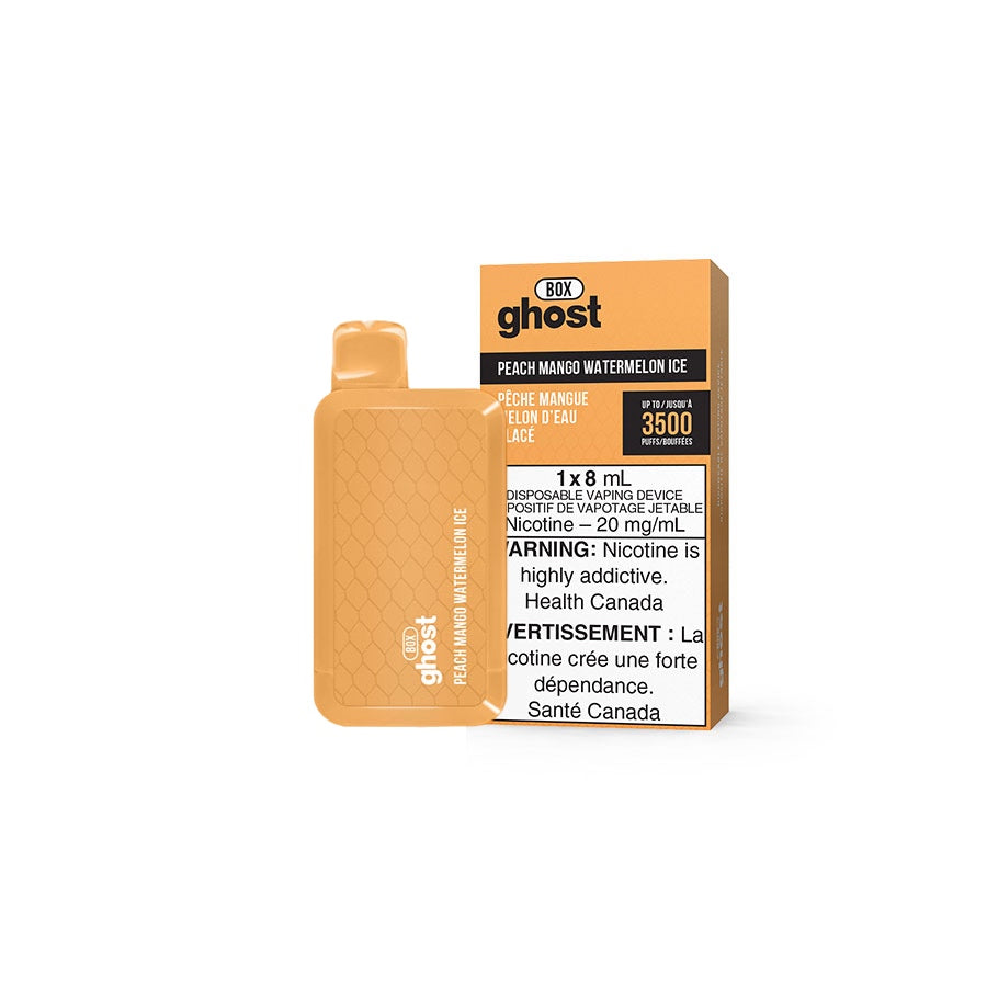 Ghost Box 3500 puff disposable vape flavour Peach Mango Watermelon Ice