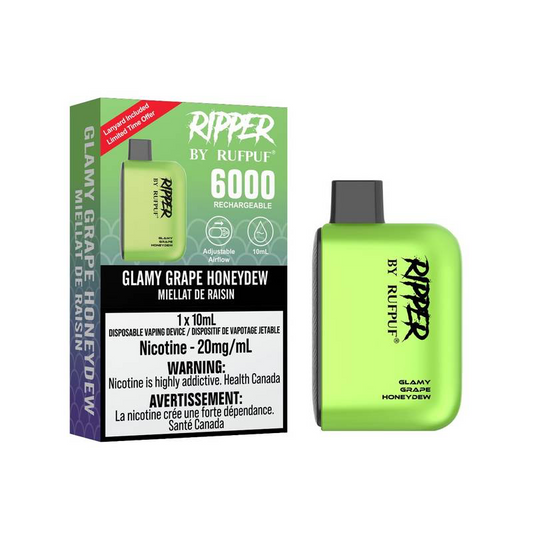 Rufpuf Ripper 6000 Disposable Vape flavour Glamy Grape Honeydew