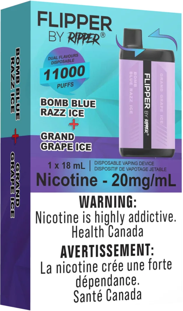 Grand Grape Ice And Bomb Blue Razz Ice Flipper by Ripper 11000 Puffs Disposable Vape