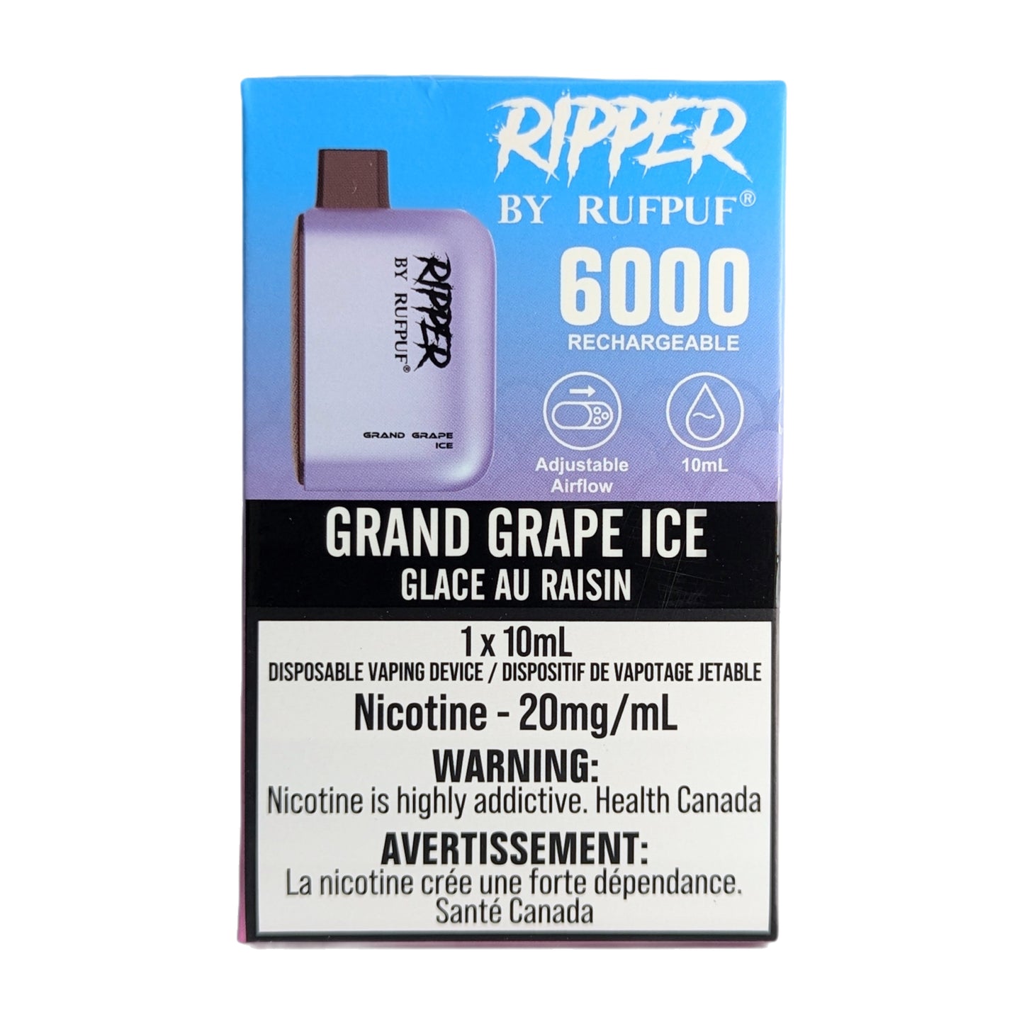 Rufpuf Ripper 6000 Disposable Vape flavour Grand Grape Ice