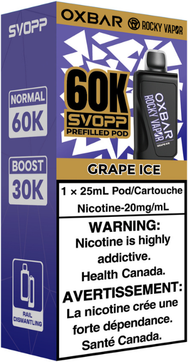 Grape Ice Rocky Vapor Oxbar Svopp 60K
