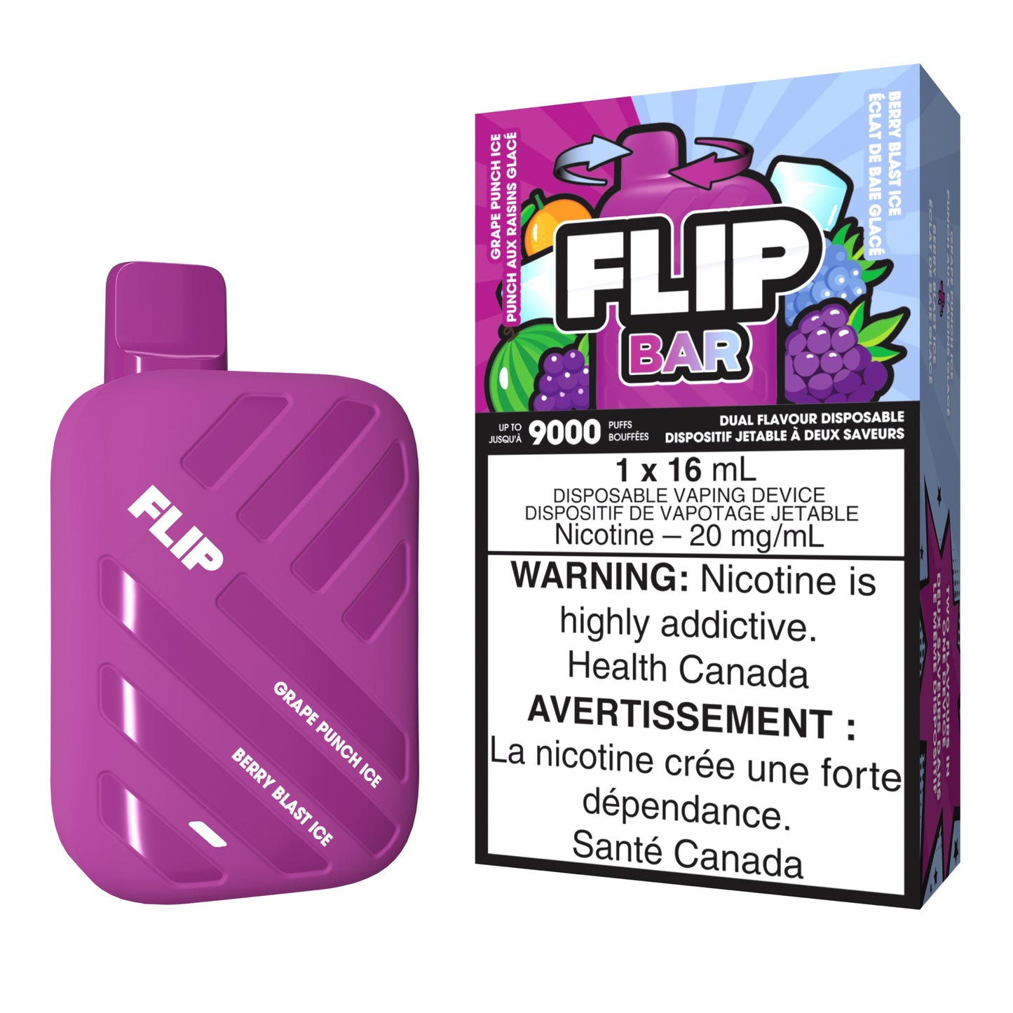 Flip Bar Disposable Vape flavour Grape Punch Ice & Berry Blast Ice