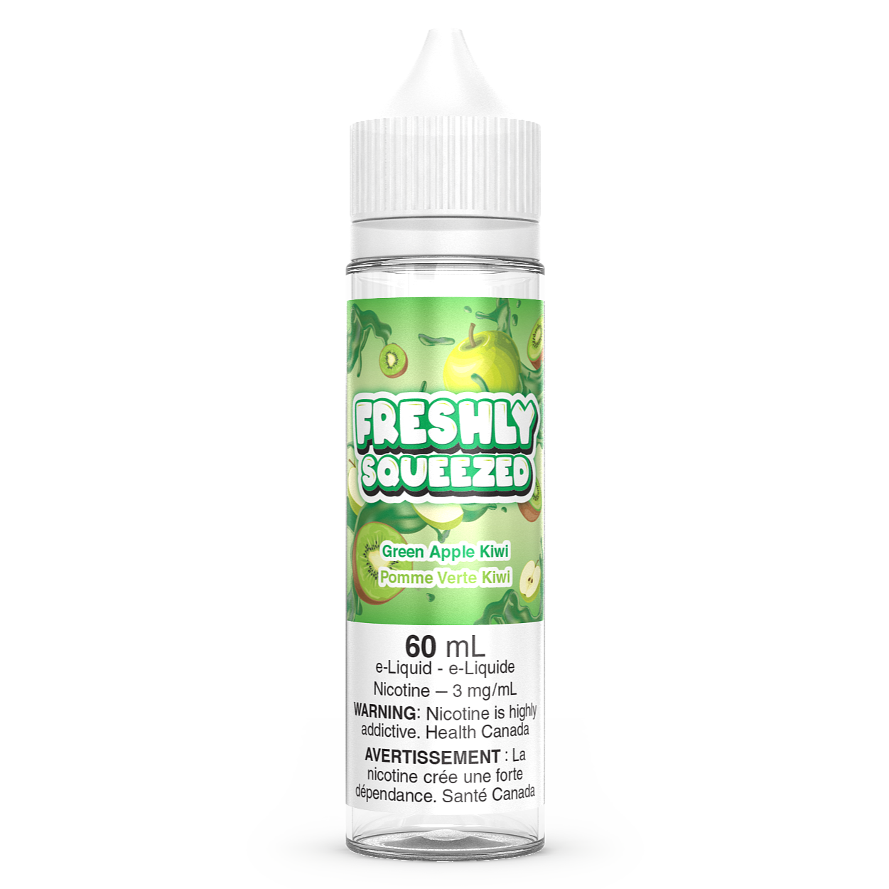 Green Apple Kiwi Freshly Squeezed Vape Juice 60mL Freebase