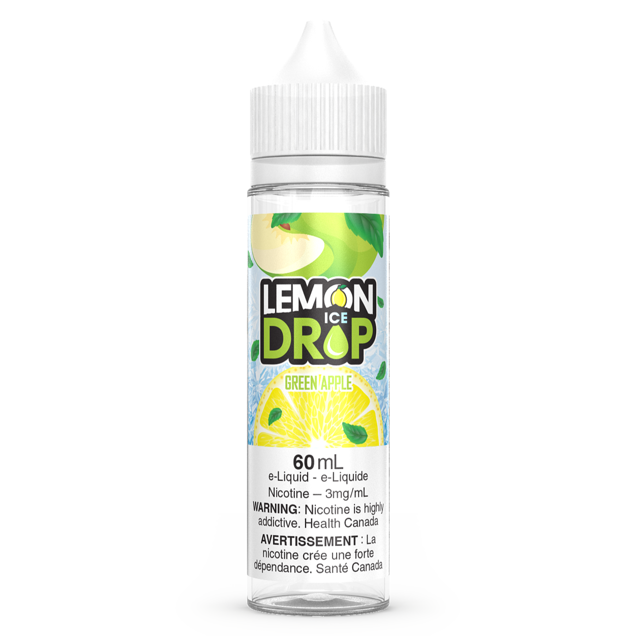 Green Apple LEMON DROP ICE Vape Juice E-Liquid 60mL Freebase