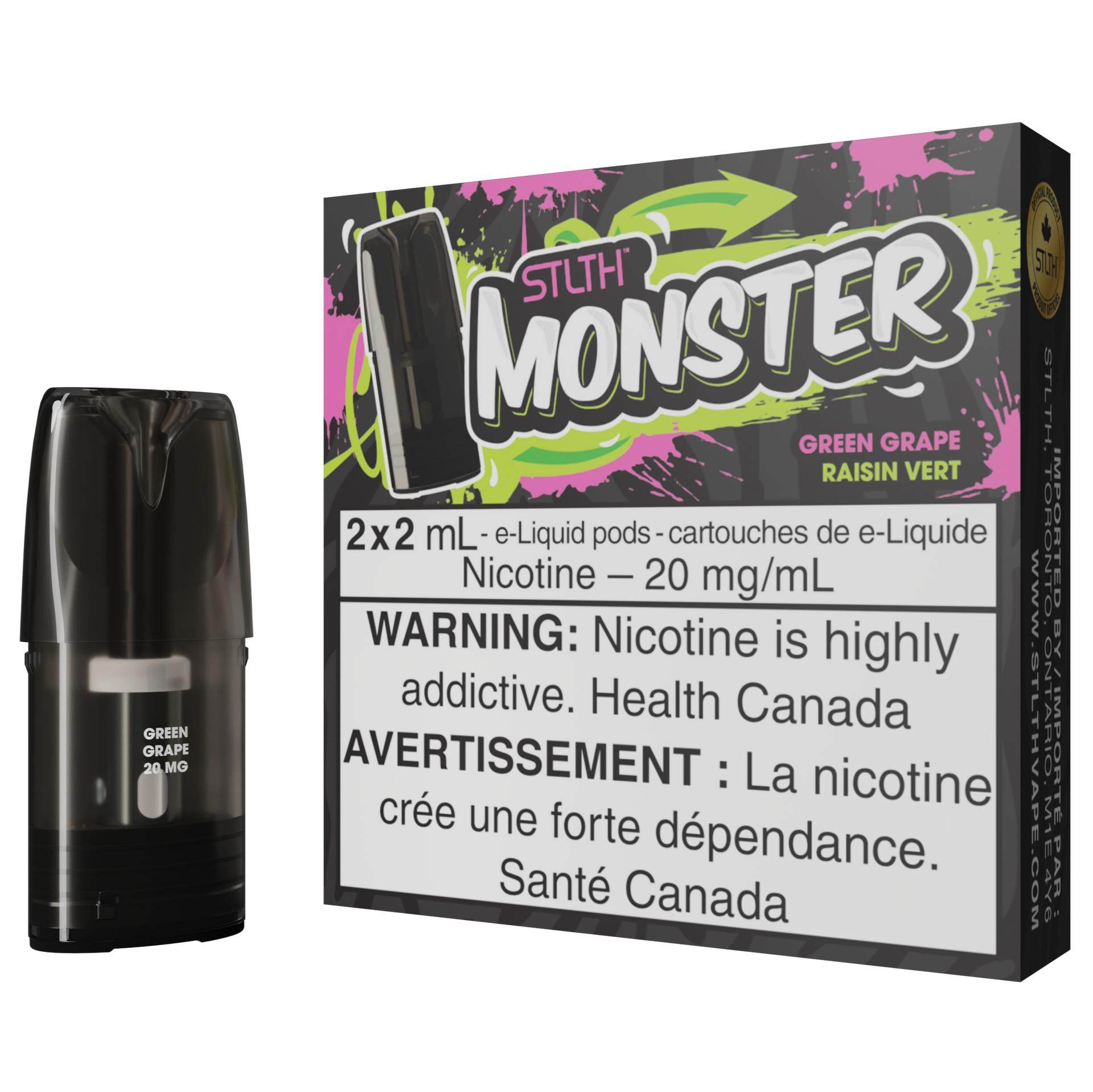 STLTH Monster Pod Pack - Green Grape Cloud Island Vapour STLTH Monster Pod Pack - Green Grape Cloud Island Vapour