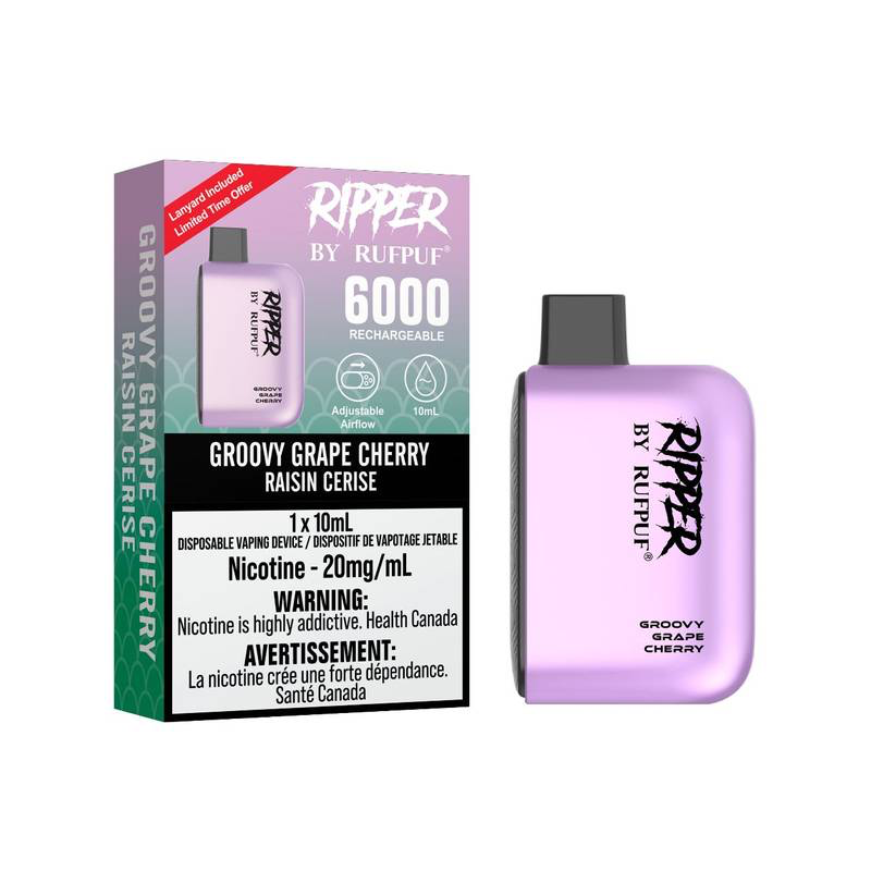 Rufpuf Ripper 6000 Disposable Vape flavour Groovy Grape Cherry