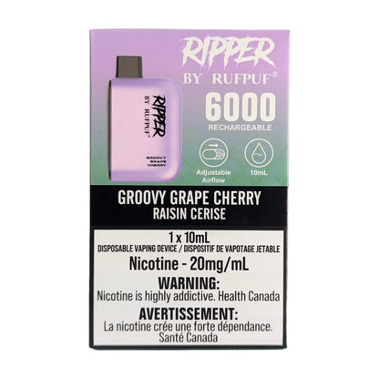 Rufpuf Ripper 6000 Disposable Vape flavour Groovy Grape Cherry