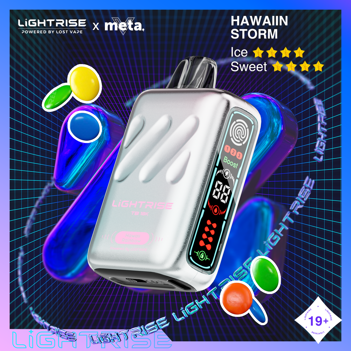 Hawaiian Storm Lost Vape Lightrise TB 18K Disposable Vape 18000 Puffs