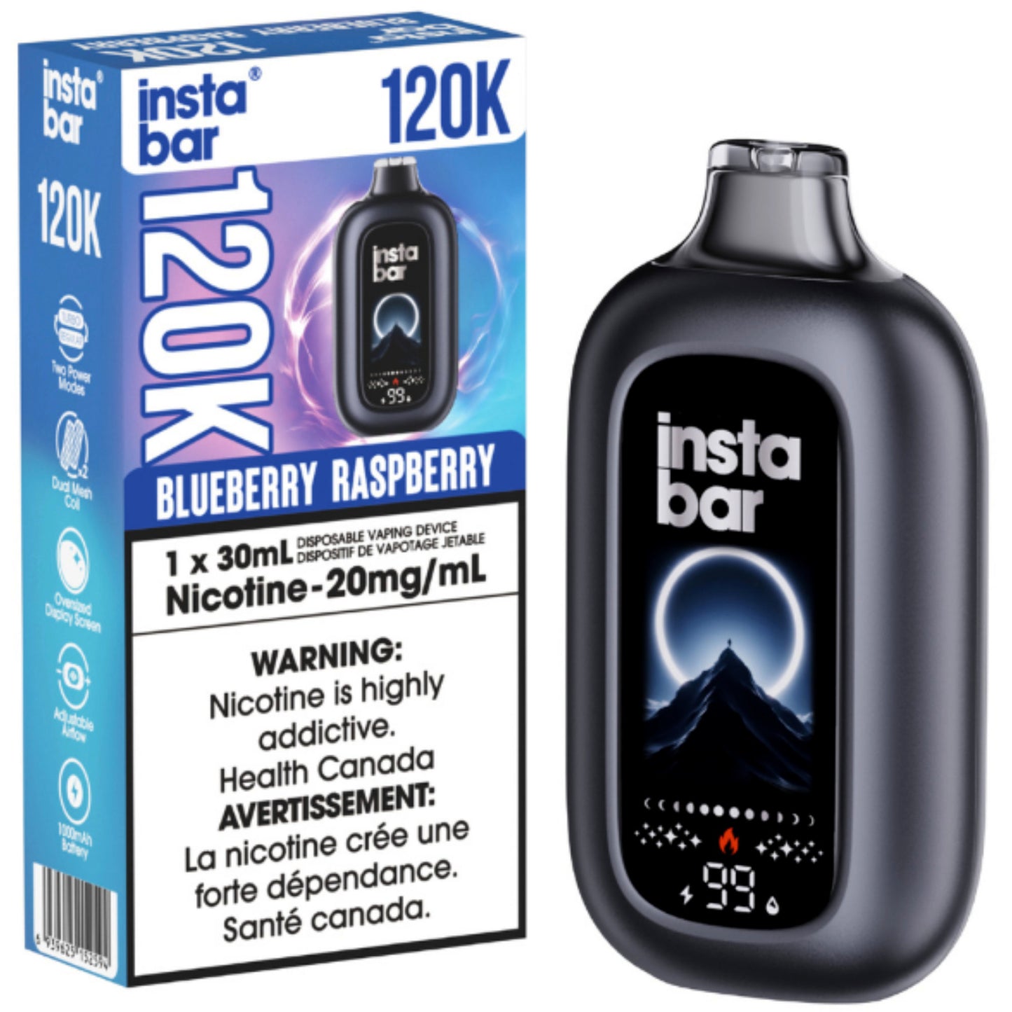 Insta Bar 120K Disposable Vape Blueberry Raspberry